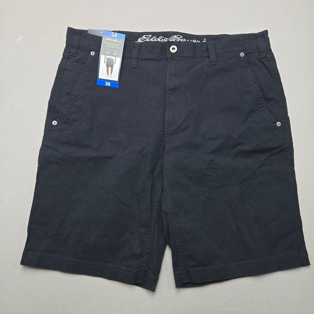 Eddie Bauer Canvas Short Utility Pocket Stretch Black Men Size 36 Casual Outdoor